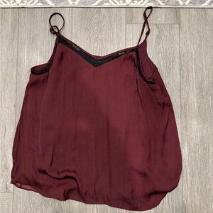 1. State Deep Red Camisole with Lace Trim